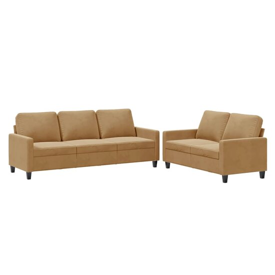 2-Delige Loungeset Fluweel Bruin met kussens