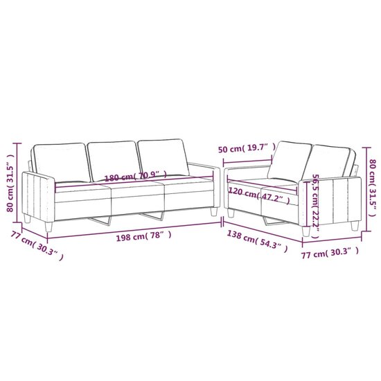 2-Delige Loungeset Fluweel Bruin met kussens