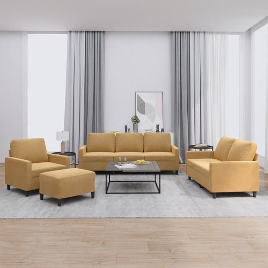 4-Delige Loungeset Met Kussens Fluweel Bruin
