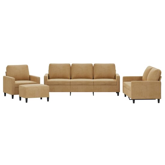 4-Delige Loungeset Met Kussens Fluweel Bruin