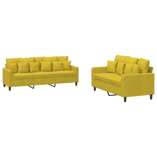 2-Delige Loungeset Fluweel Geel met kussens