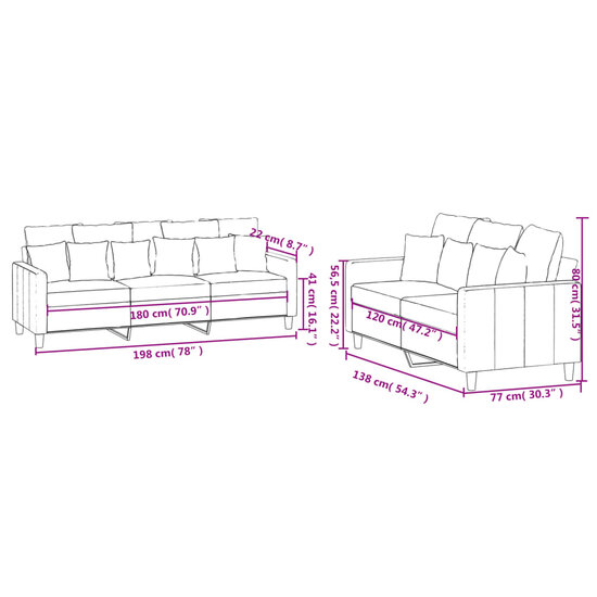 2-Delige Loungeset Fluweel Wijnrood met kussens