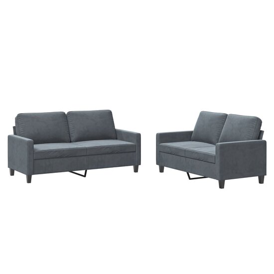 2-Delige Loungeset Fluweel Donkergrijs met kussens