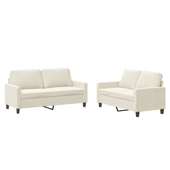 2-Delige Loungeset Fluweel Kleurig Cr&egrave;me met kussens