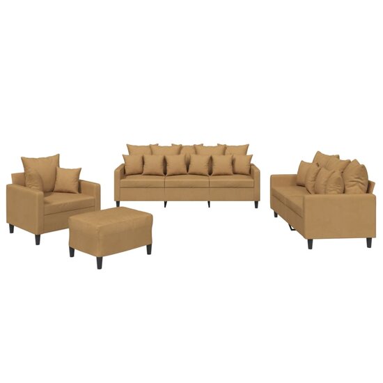 4-Delige Loungeset Met Kussens Fluweel Bruin