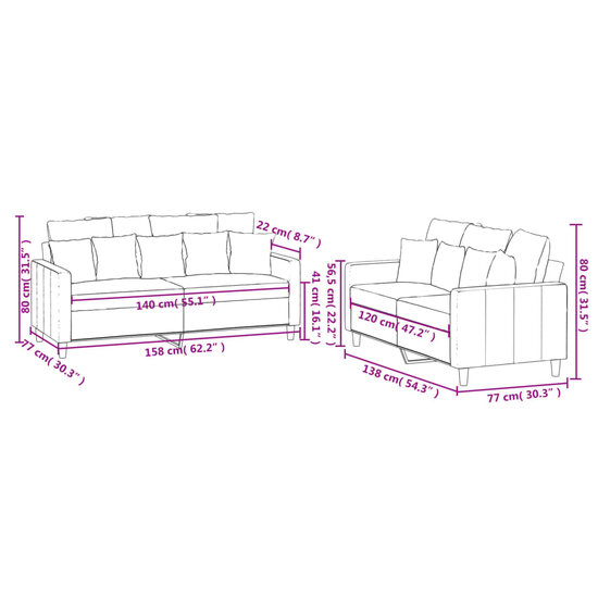 2-Delige Loungeset Fluweel Geel met kussens