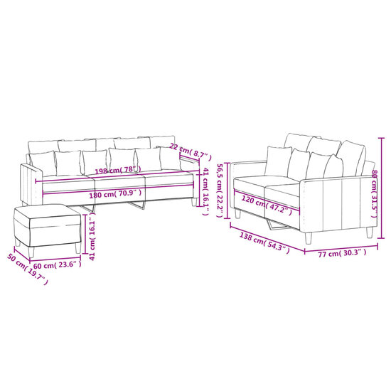 3-Delige Loungeset Met Kussens Fluweel Donkergrijs