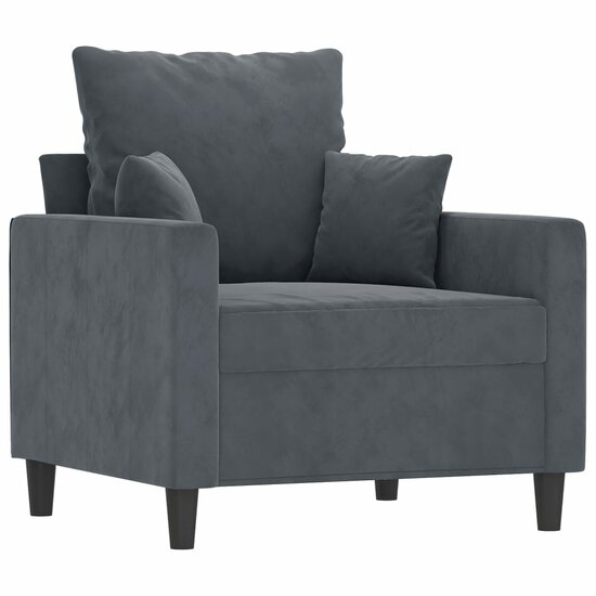 3-Delige Loungeset Fluweel Donkergrijs met kussens