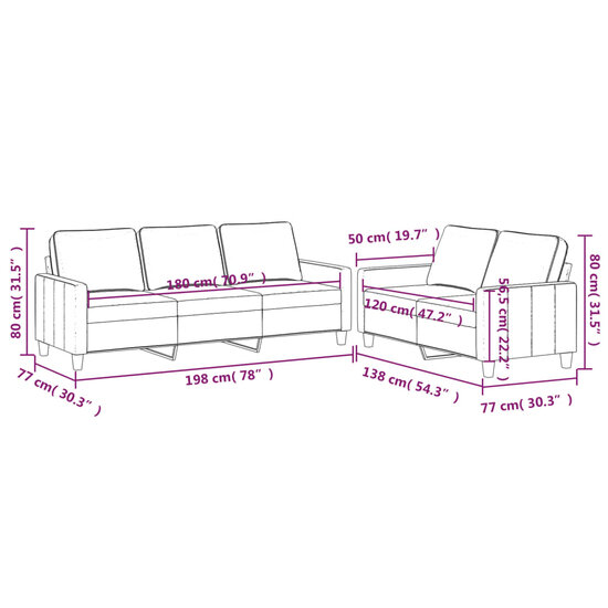 2-Delige Loungeset Fluweel Kleurig Cr&egrave;me met kussens