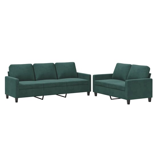 2-Delige Loungeset Fluweel Donkergroen met kussens