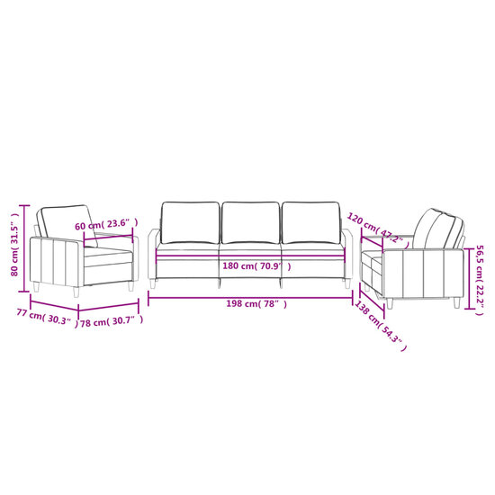 3-Delige Loungeset Fluweel Geel met kussens