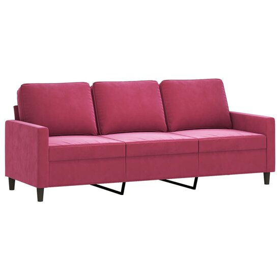 3-Delige Loungeset Fluweel Wijnrood met kussens