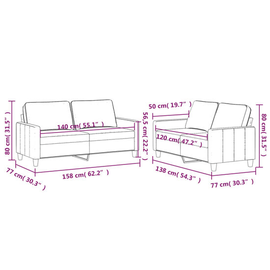 2-Delige Loungeset Fluweel Lichtgrijs met kussens