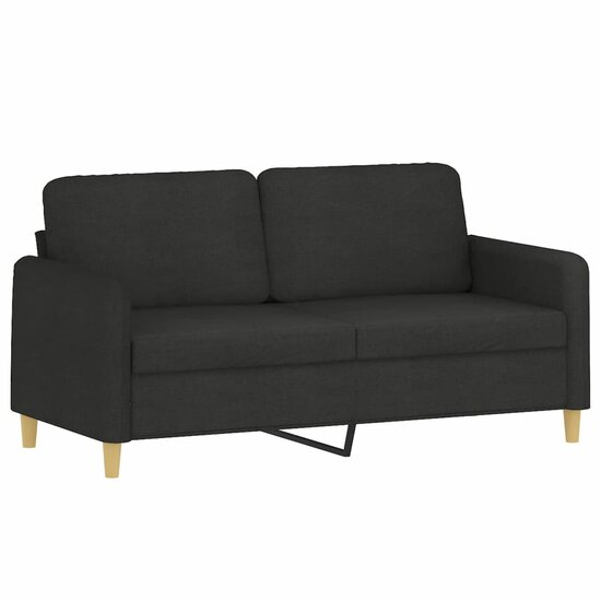 2-Delige Loungeset Stof Zwart met kussens