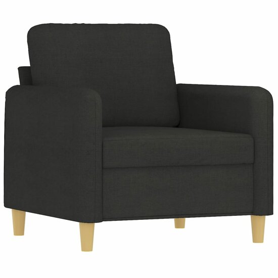 3-Delige Loungeset Stof Zwart met kussens