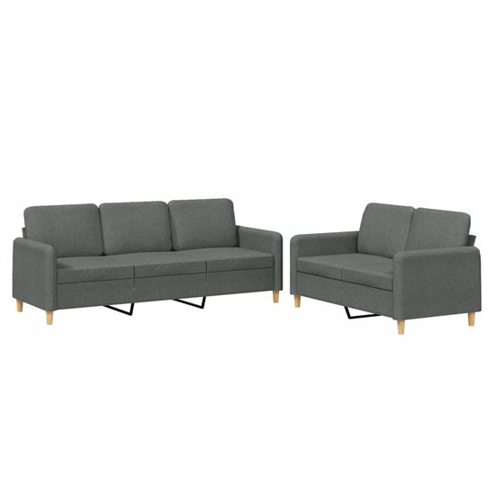 2-Delige Loungeset Met Kussens Stof Donkergrijs