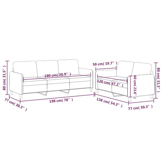 2-Delige Loungeset Met Kussens Stof Donkergrijs