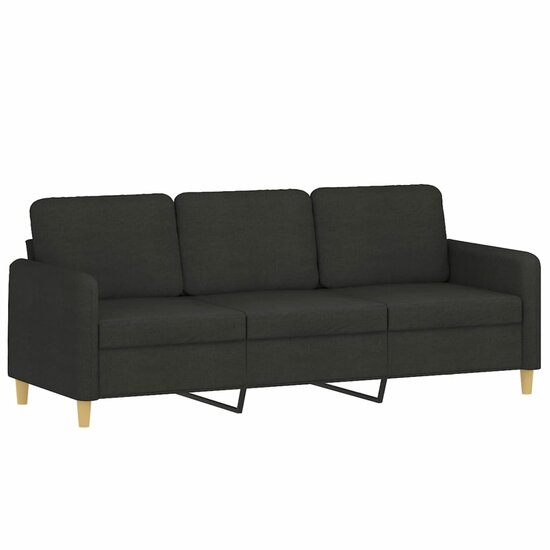 3-Delige Loungeset Met Kussens Stof Zwart