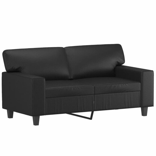 2-Delige Loungeset Kunstleer Zwart met kussens