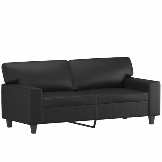 2-Delige Loungeset Kunstleer Zwart met kussens