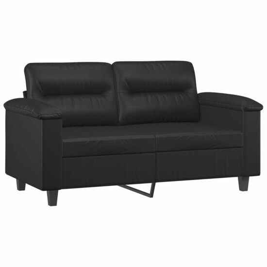 2-Delige Loungeset Kunstleer Zwart met kussens