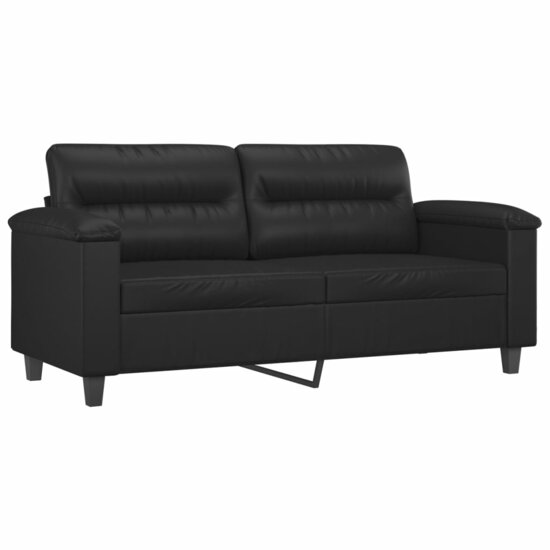 2-Delige Loungeset Kunstleer Zwart met kussens