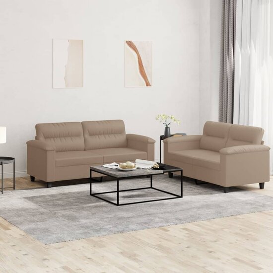 2-Delige Loungeset Met Kussens Kunstleer Cappuccino