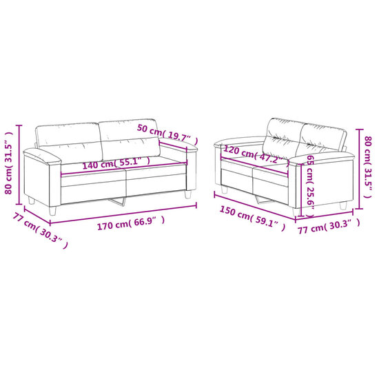 2-Delige Loungeset Met Kussens Kunstleer Cappuccino
