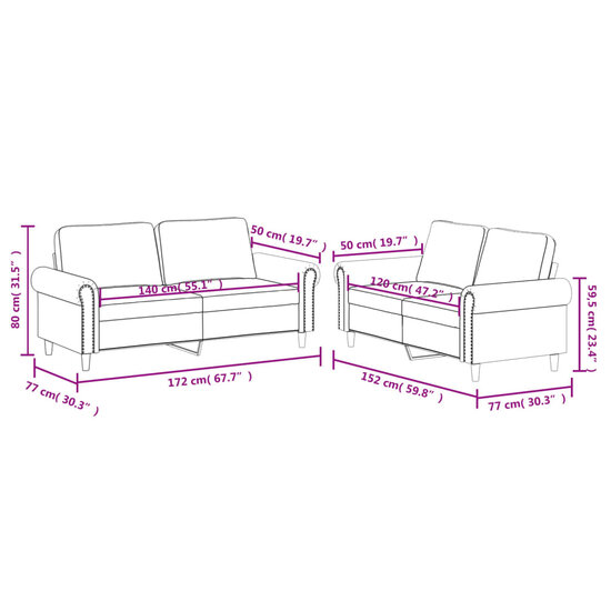 2-Delige Loungeset Met Kussens Kunstleer Zwart