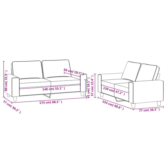 2-Delige Loungeset Stof Lichtgrijs