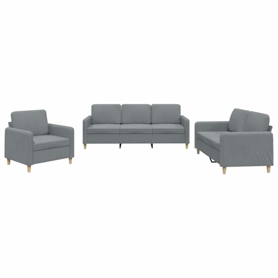 3-Delige Loungeset Met Kussens Stof Lichtgrijs