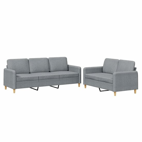 2-Delige Loungeset Met Kussens Stof Lichtgrijs
