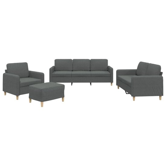 4-Delige Loungeset Met Kussens Stof Donkergrijs