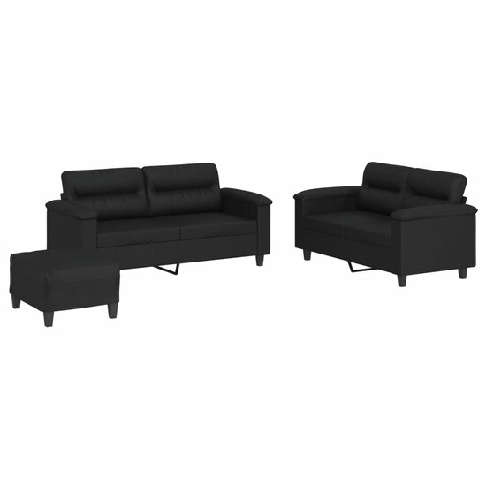 3-Delige Loungeset Met Kussens Kunstleer Zwart