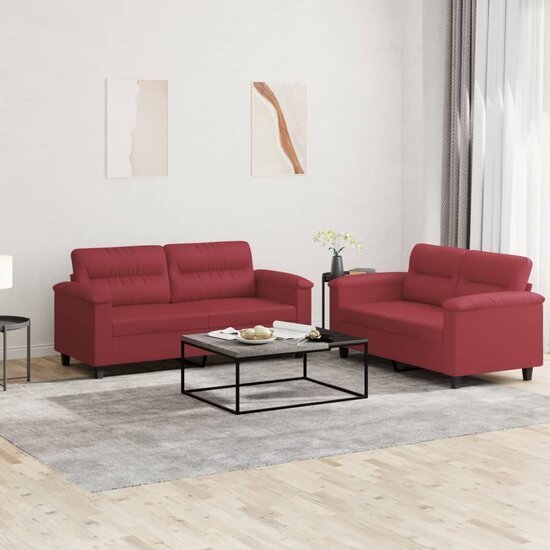 2-Delige Loungeset Met Kussens Kunstleer Wijnrood