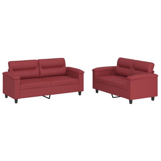 2-Delige Loungeset Met Kussens Kunstleer Wijnrood