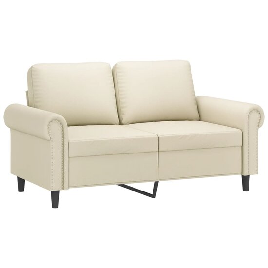2-Delige Loungeset Met Kussens Kunstleer Cr&egrave;me