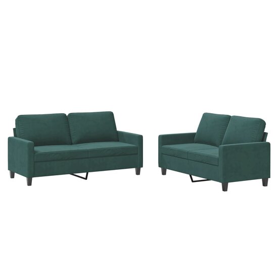 2-Delige Loungeset Fluweel Donkergroen met kussens