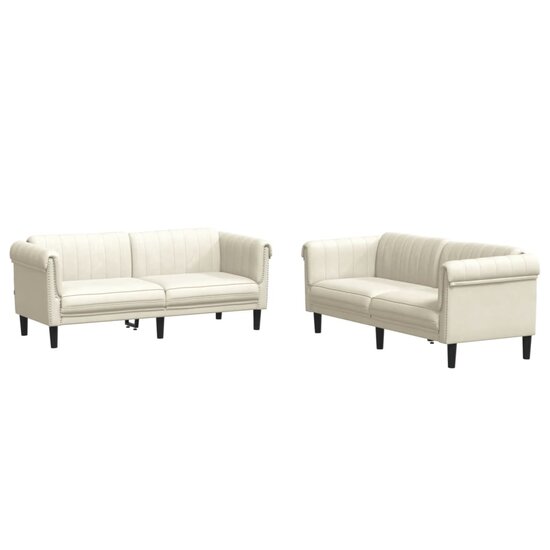 2-Delige Loungeset Fluweel Kleurig Cr&egrave;me