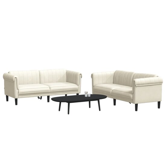 2-Delige Loungeset Fluweel Kleurig Cr&egrave;me