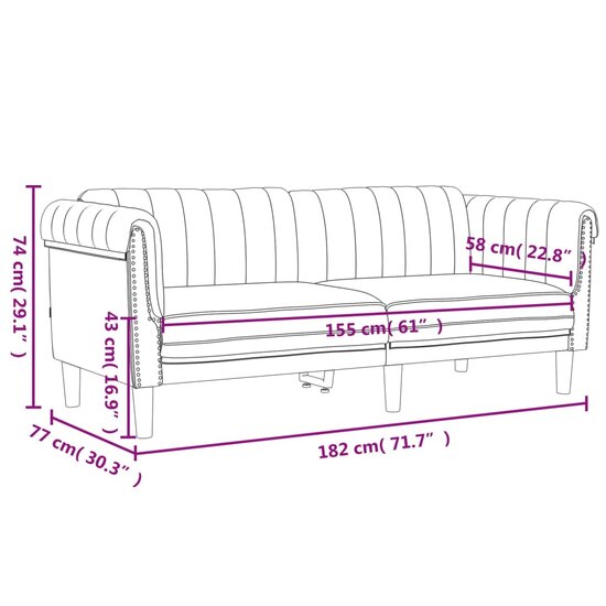 2-Delige Loungeset Fluweel Kleurig Cr&egrave;me