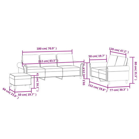3-Delige Loungeset Met Kussens Fluweel Wijnrood