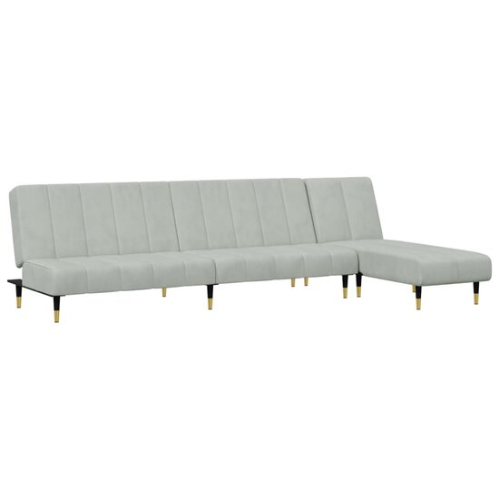 2-delige Loungeset fluweel lichtgrijs