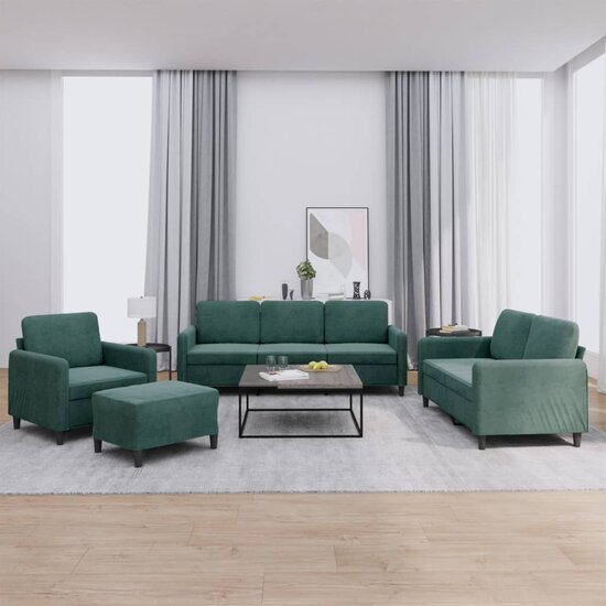 4-Delige Loungeset Fluweel Donkergroen