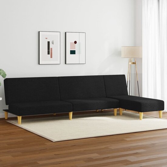 2-Delige Loungeset Stof Zwart
