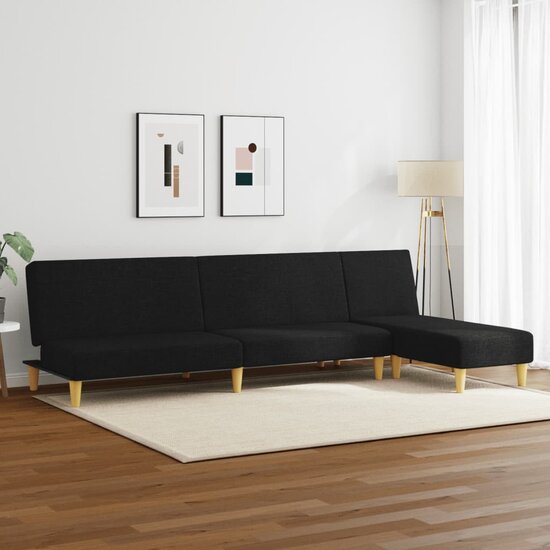 2-Delige Loungeset Stof Zwart
