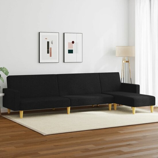 2-Delige Loungeset Stof Zwart