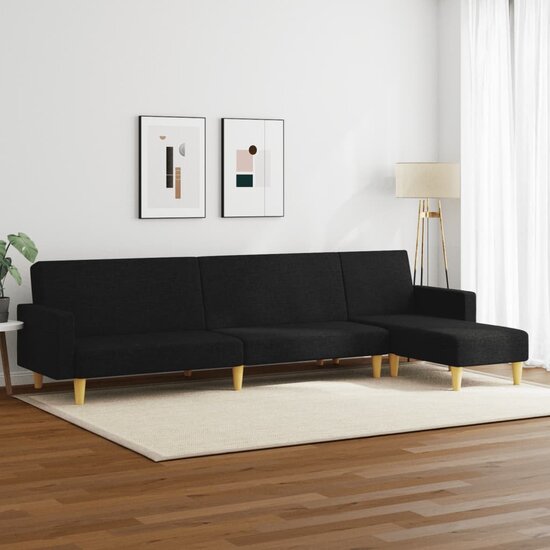 2-Delige Loungeset Stof Zwart