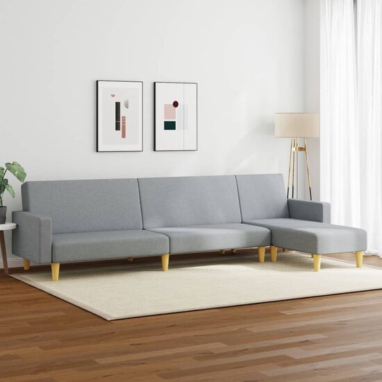 2-Delige Loungeset Stof Lichtgrijs