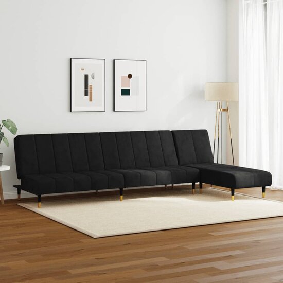 2-Delige Loungeset Fluweel Zwart